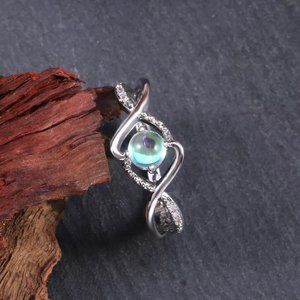 Super Dainty Tiny 925 Silver Plated White Opal Ring, FB16FA1085